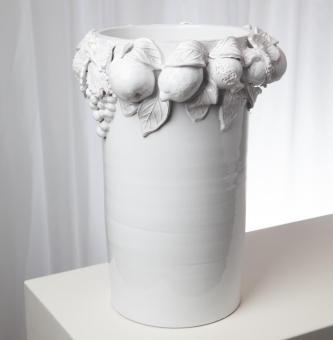 Della Robbia Vase-Antique White